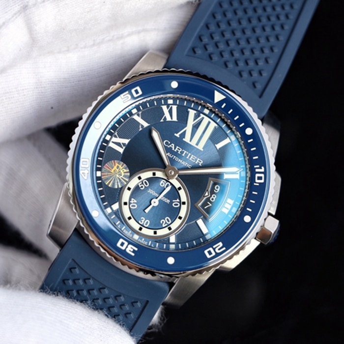 Top-tier watch Cartier men's blue dial Kalibo series automatic movement watch front view