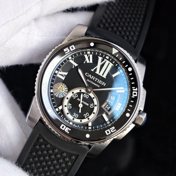 Top-tier watch Cartier men's blue dial Kalibo series automatic movement watch front view