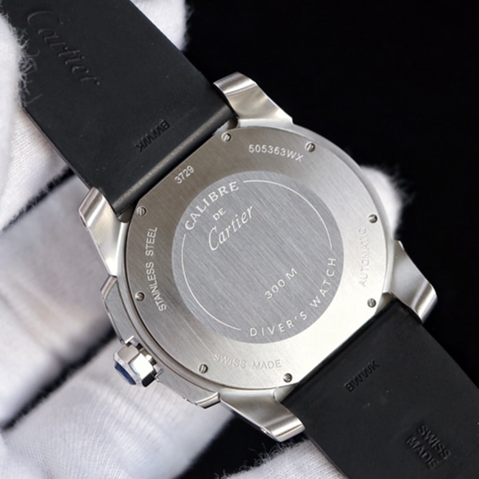 Top-tier watch Cartier men's blue dial Kalibo series automatic movement watch back cover picture