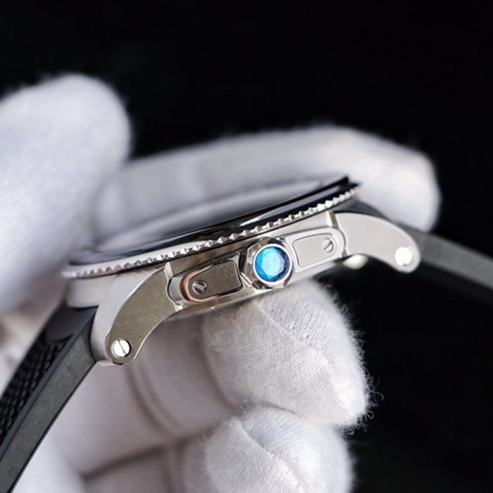 Top-tier watch Cartier men's blue dial Kalibo series automatic movement watch side view