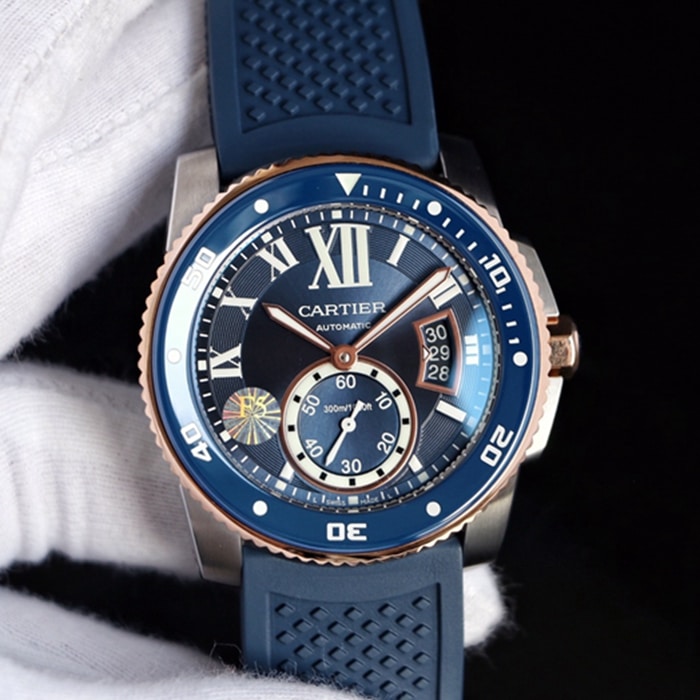 Top-tier watch Cartier men's blue dial Kalibo series automatic movement watch front view