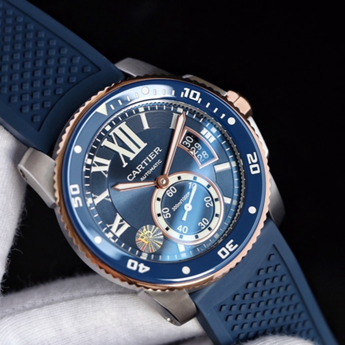 Top-tier watch Cartier men's blue dial Kalibo series automatic movement watch front view