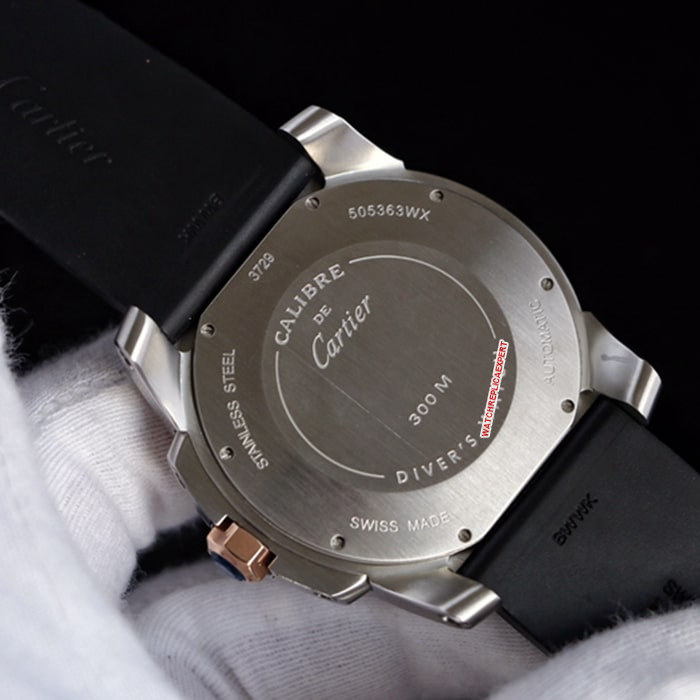 Top-tier watch Cartier men's blue dial Kalibo series automatic movement watch back cover picture