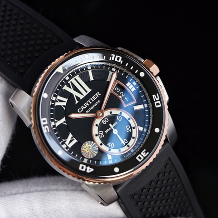 Top-tier watch Cartier men's blue dial Kalibo series automatic movement watch front view