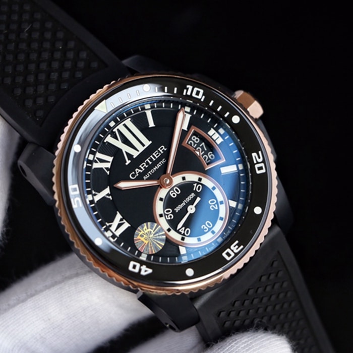 Top-tier watch Cartier men's blue dial Kalibo series automatic movement watch front view