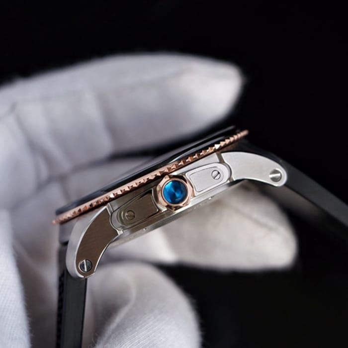 Top-tier watch Cartier men's blue dial Kalibo series automatic movement watch side view