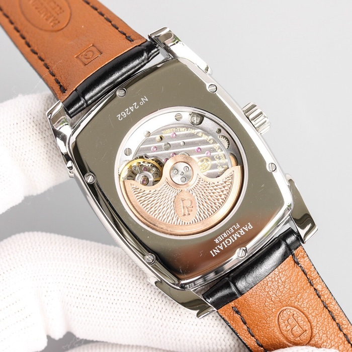 Top-tier watch Parmigiani Fleurier men's black dialKALPA series fully automatic movementleather strap watch movement picture