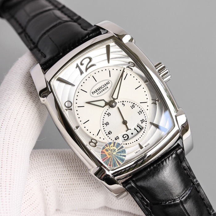 Top-tier watch Parmigiani Fleurier men's black dialKALPA series fully automatic movementleather strap watch front view