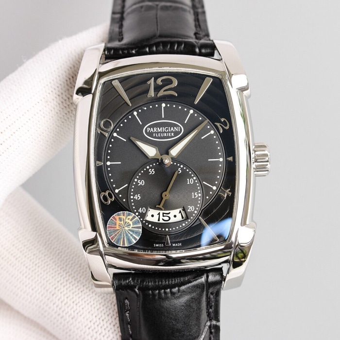 Top-tier watch Parmigiani Fleurier men's black dialKALPA series fully automatic movementleather strap watch front view