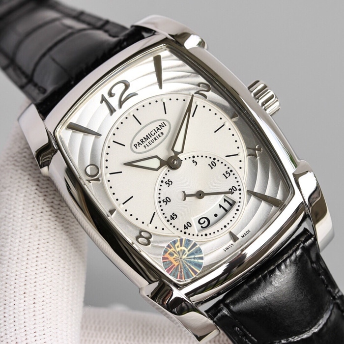 Top-tier watch Parmigiani Fleurier men's black dialKALPA series fully automatic movementleather strap watch front view