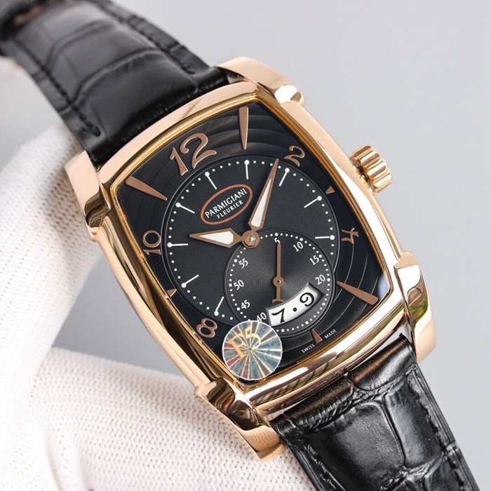 Top-tier watch Parmigiani Fleurier men's gold plate KALPA series fully automatic movementleather strap watch front view