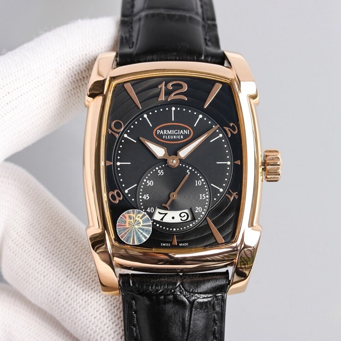 Top-tier watch Parmigiani Fleurier men's gold plate KALPA series fully automatic movementleather strap watch front view