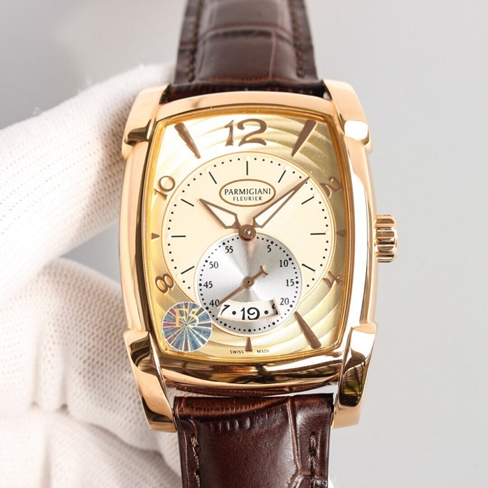 Top-tier watch Parmigiani Fleurier men's gold plate KALPA series fully automatic movementleather strap watch front view