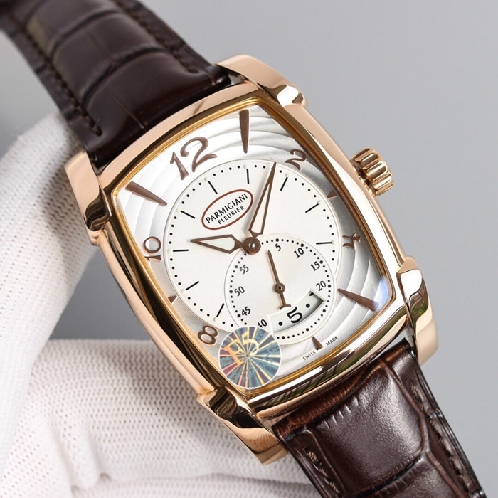 Top-tier watch Parmigiani Fleurier men's gold plate KALPA series fully automatic movementleather strap watch front view