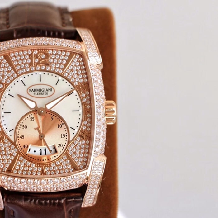 top-tier watch Parmigiani Fleurier men's gold plate KALPA series fully automatic movementleather strap watch detail shots