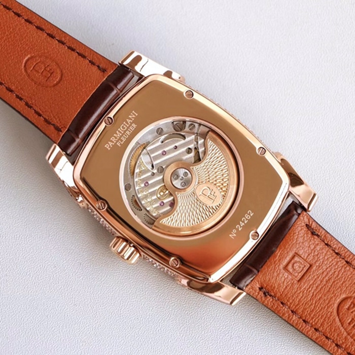Top-tier watch Parmigiani Fleurier men's gold plate KALPA series fully automatic movementleather strap watch movement picture