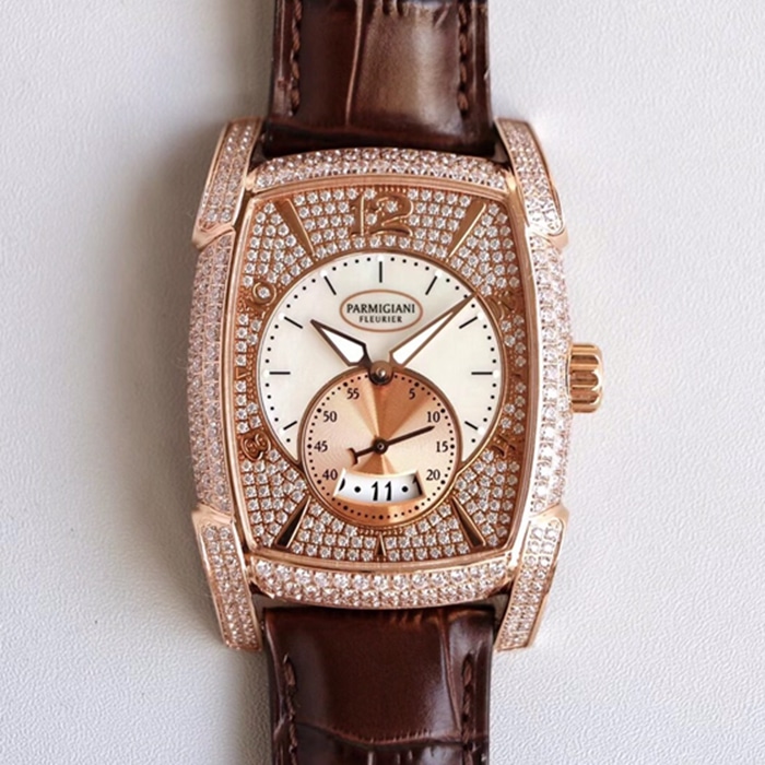 Top-tier watch Parmigiani Fleurier men's gold plate KALPA series fully automatic movementleather strap watch front view