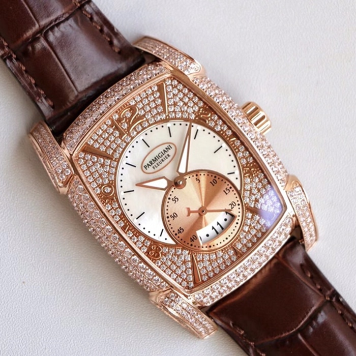 Top-tier watch Parmigiani Fleurier men's gold plate KALPA series fully automatic movementleather strap watch front view