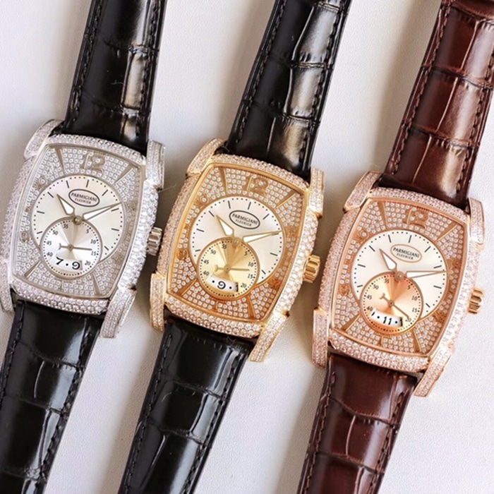 Top-tier watch Parmigiani Fleurier men's gold plate KALPA series fully automatic movementleather strap watch front view