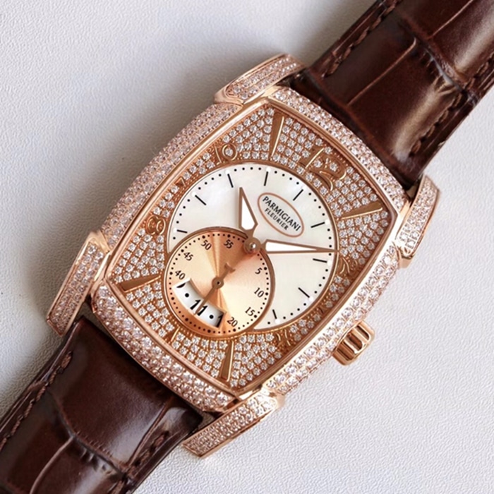 Top-tier watch Parmigiani Fleurier men's gold plate KALPA series fully automatic movementleather strap watch front view
