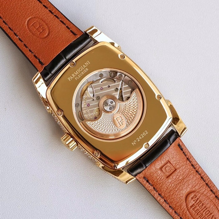 Top-tier watch Parmigiani Fleurier men's gold plate KALPA series fully automatic movementleather strap watch movement picture