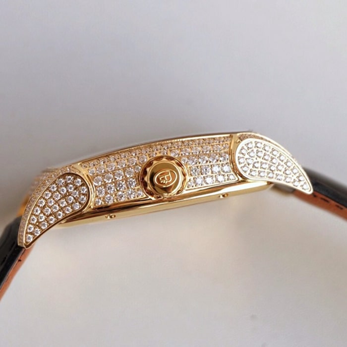 Top-tier watch Parmigiani Fleurier men's gold plate KALPA series fully automatic movementleather strap watch side view
