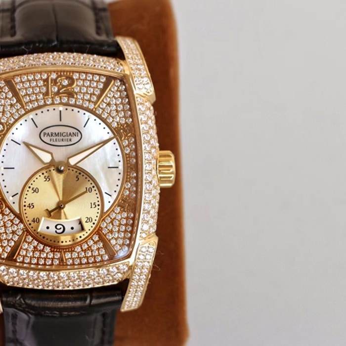 top-tier watch Parmigiani Fleurier men's gold plate KALPA series fully automatic movementleather strap watch detail shots