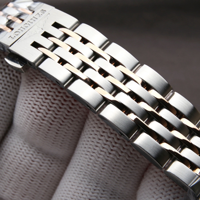 top-tier watch Longines men's white dial pioneer series steel bracelet watch chain picture