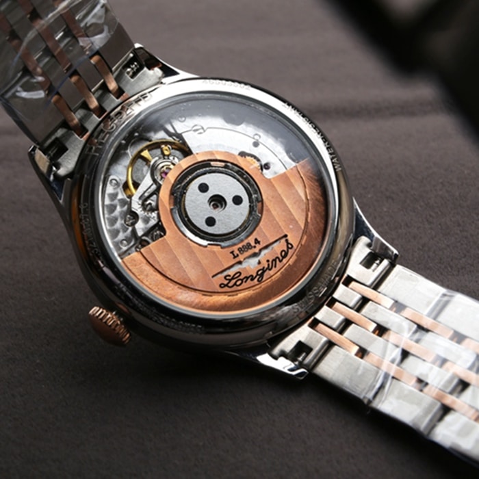 top-tier watch Longines men's white dial pioneer series steel bracelet watch movement picture