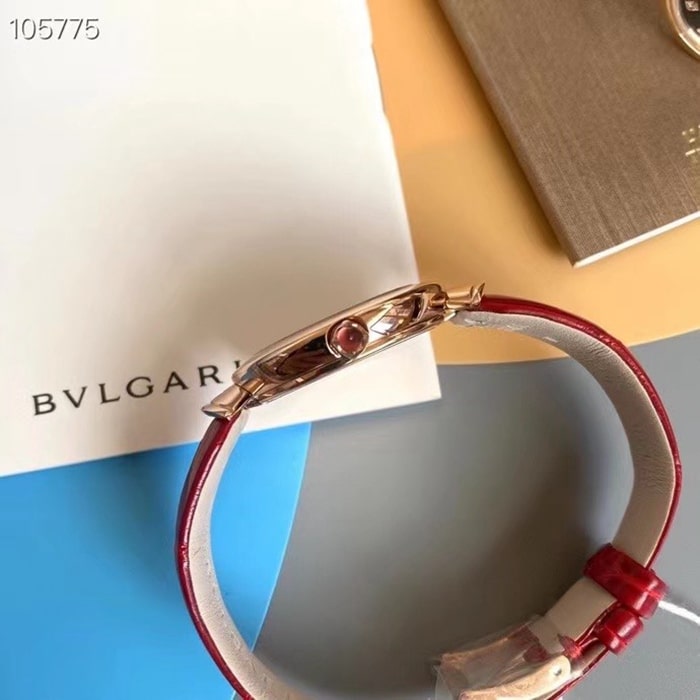 top-tier watch Bvlgari women's white dialquartzleather strap watch side view