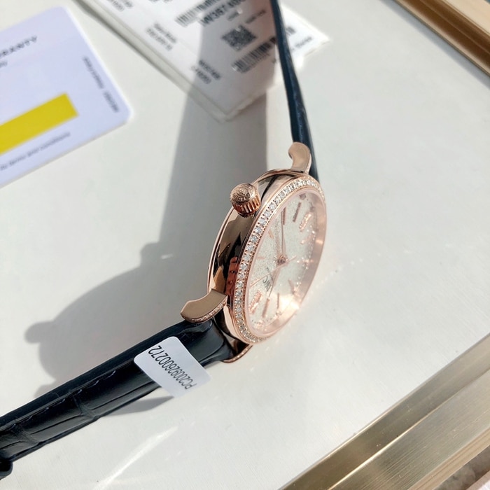 top-tier watch IWC women's white dial Portofino mechanical leather strap watch side view