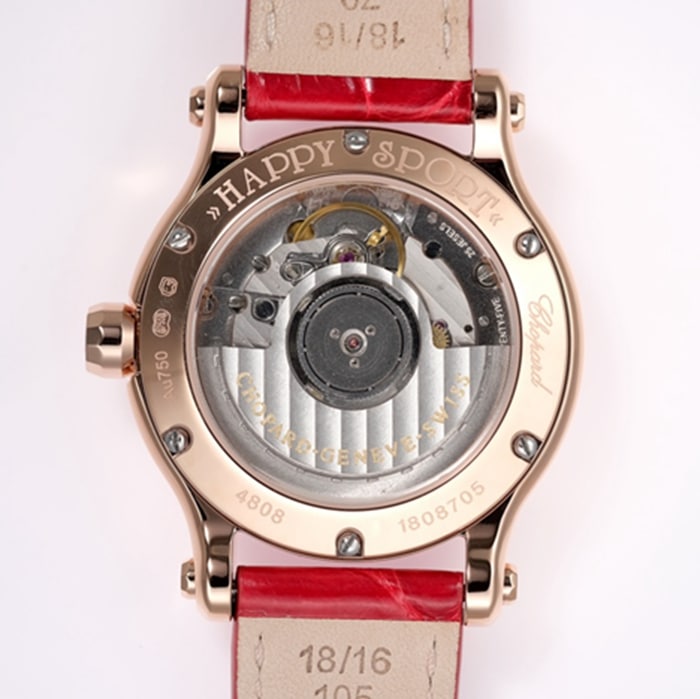 top-tier watch Breitling women's white dial red band happy diamond series mechanical watch movement picture