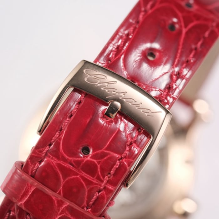 top-tier watch Breitling women's white dial red band happy diamond series mechanical watch clasp picture