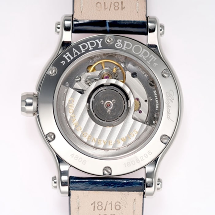top-tier watch Chopard women's blue dial blue belt happy diamond series watch movement picture