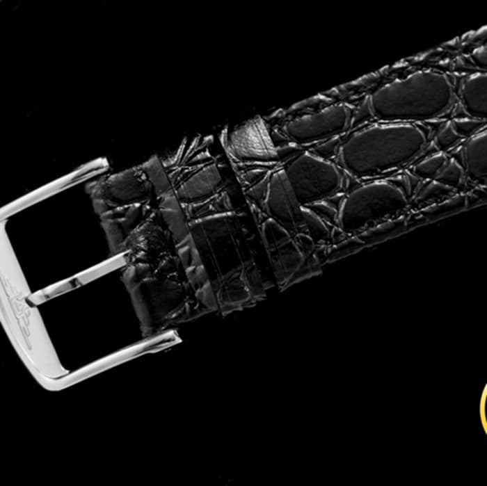 top-tier watch Longines men's white dial black belt magnificent series leather strap watch clasp picture