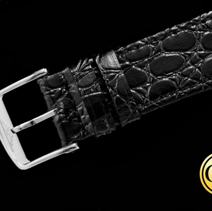 top-tier watch Longines men's gray plate black belt magnificent leather strap watch clasp picture