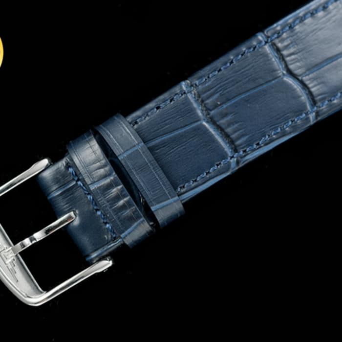 Top collectible watches Longines Men's Blue Plate Blue Strap CURLY Series Belt Wristwatch Buckle Figure