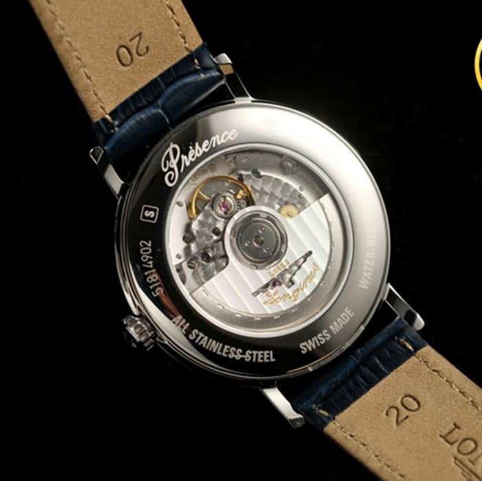Top collectible watches Longines Men's Blue Plate Blue Strap CURLY SERIES Belt Wristwatch Movement Diagrams
