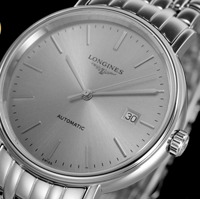 top-tier watch Longines men's gray plate steel bracelet magnificent series 40mm watch front view