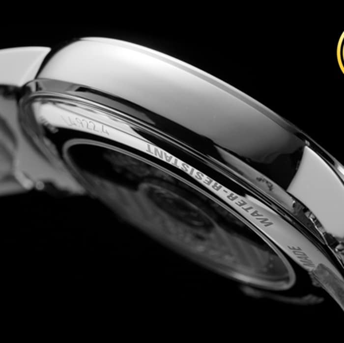 top-tier watch Longines men's black dialsteel bracelet magnificent series watch side view