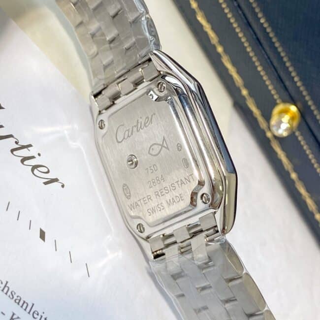 top-tier watch Cartier women's white dialsteel bracelet cheetah series quartz watch side view