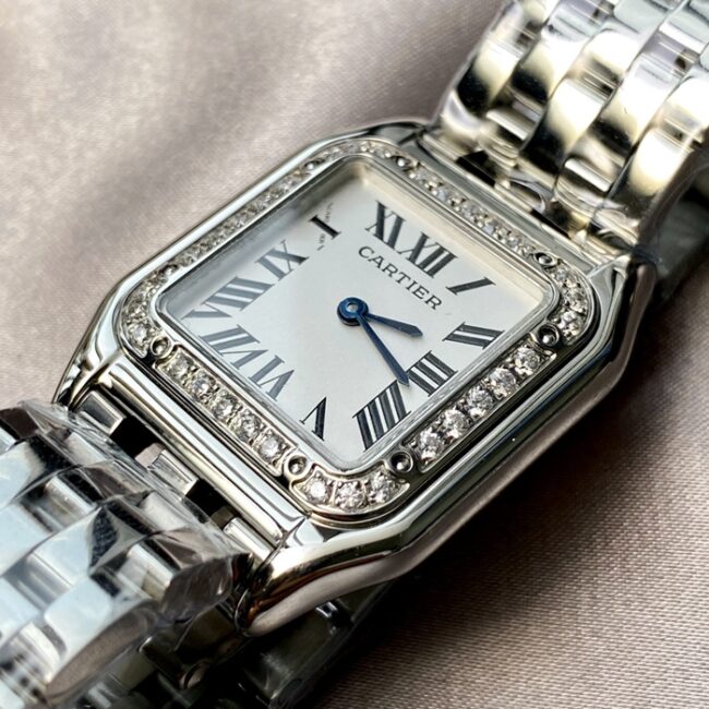 top-tier watch Cartier women's white dial gold steel bracelet cheetah series watch detail shots