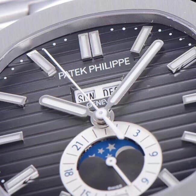 top-tier watch Patek Philippe men's black dial white steel bracelet5726 series watch detail shots
