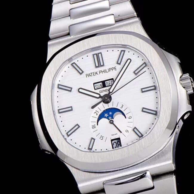 top-tier watch Patek Philippe men's white dialsteel bracelet5726 series watch front view