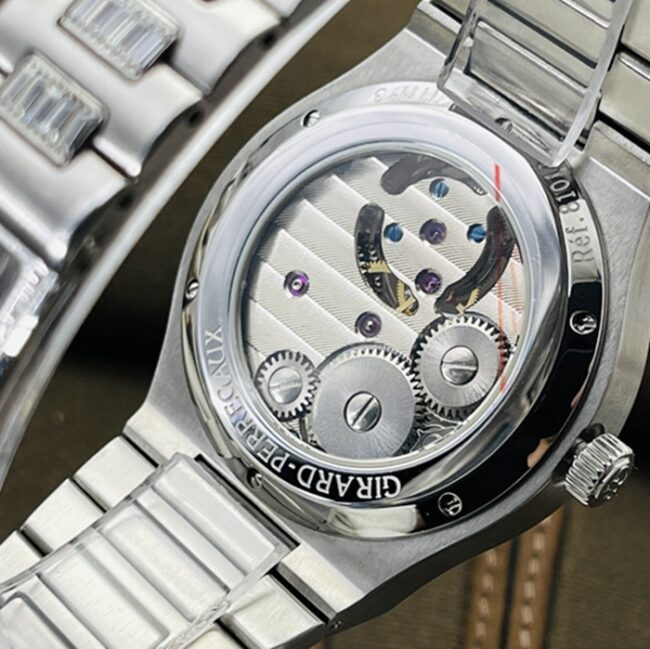 Top-tier watch Girard-Perregaux men's white dialsteel bracelet Laurel series tourbillon mechanical watch movement picture