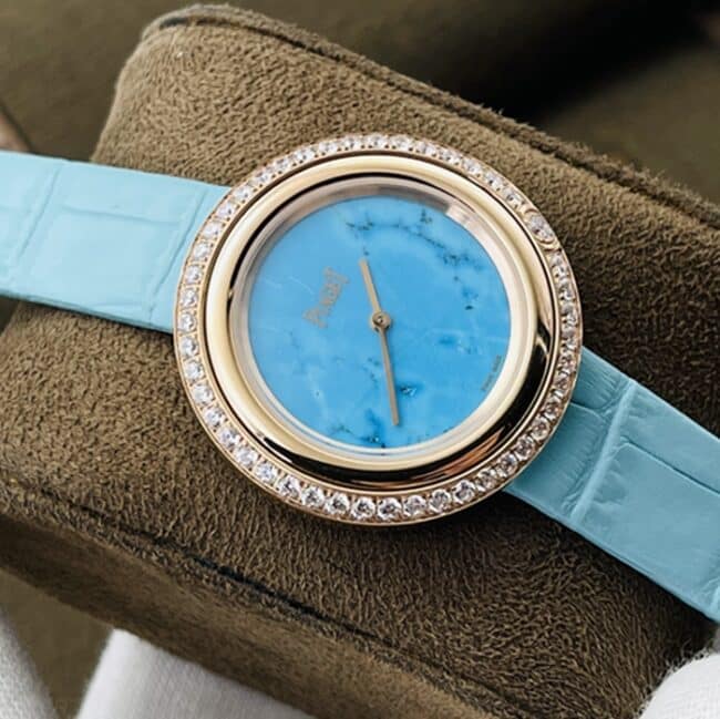 top-tier watch Piaget blue dial blue belt time series watch front view