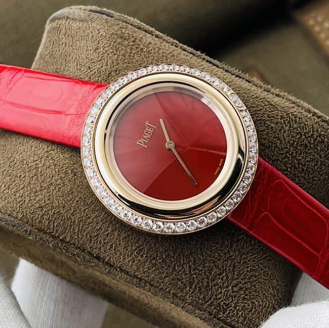 top-tier watch Piaget Men's V3 Upgraded Edition Red Plate red strap Time Series Watch Front View