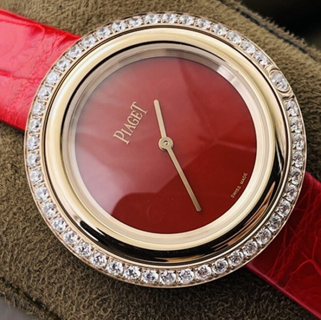 top-tier watch Piaget Men's V3 Upgraded Edition Red Plate red strap Time Series Watch Front View