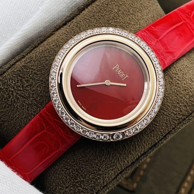 top-tier watch Piaget Men's V3 Upgraded Edition Red Plate red strap Time Series Watch Front View