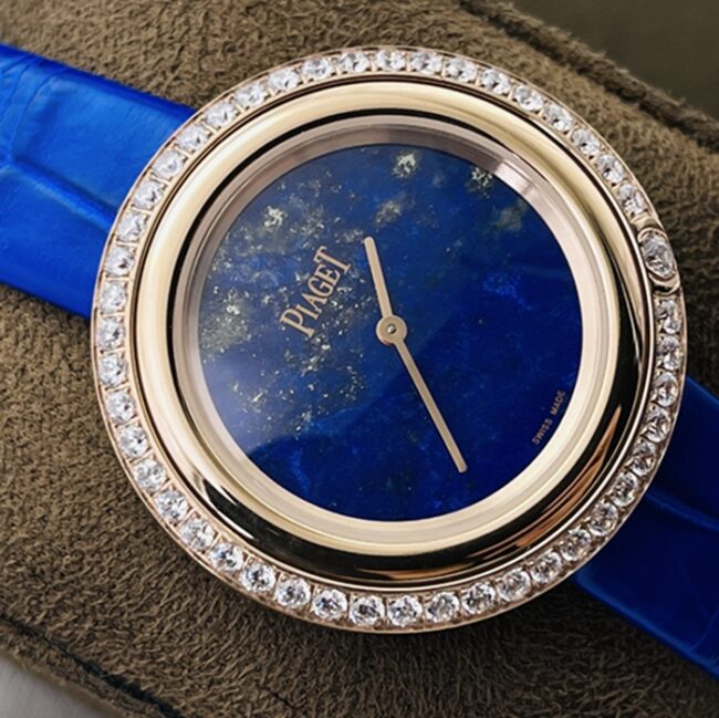 top-tier watch Piaget blue dial blue belt time series leather strap watch front view